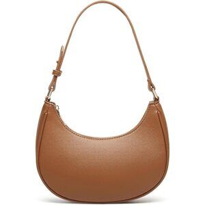 Women Brown Retro Classic Clutch Shoulder Tote Hand Bag With Zipper Closure
